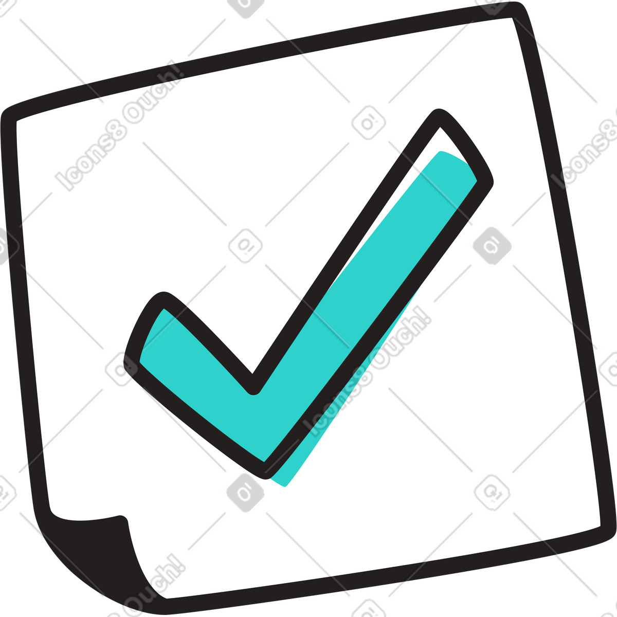 Illustration Papier avec coche dans le style Little à télécharger aux formats PNG, SVG