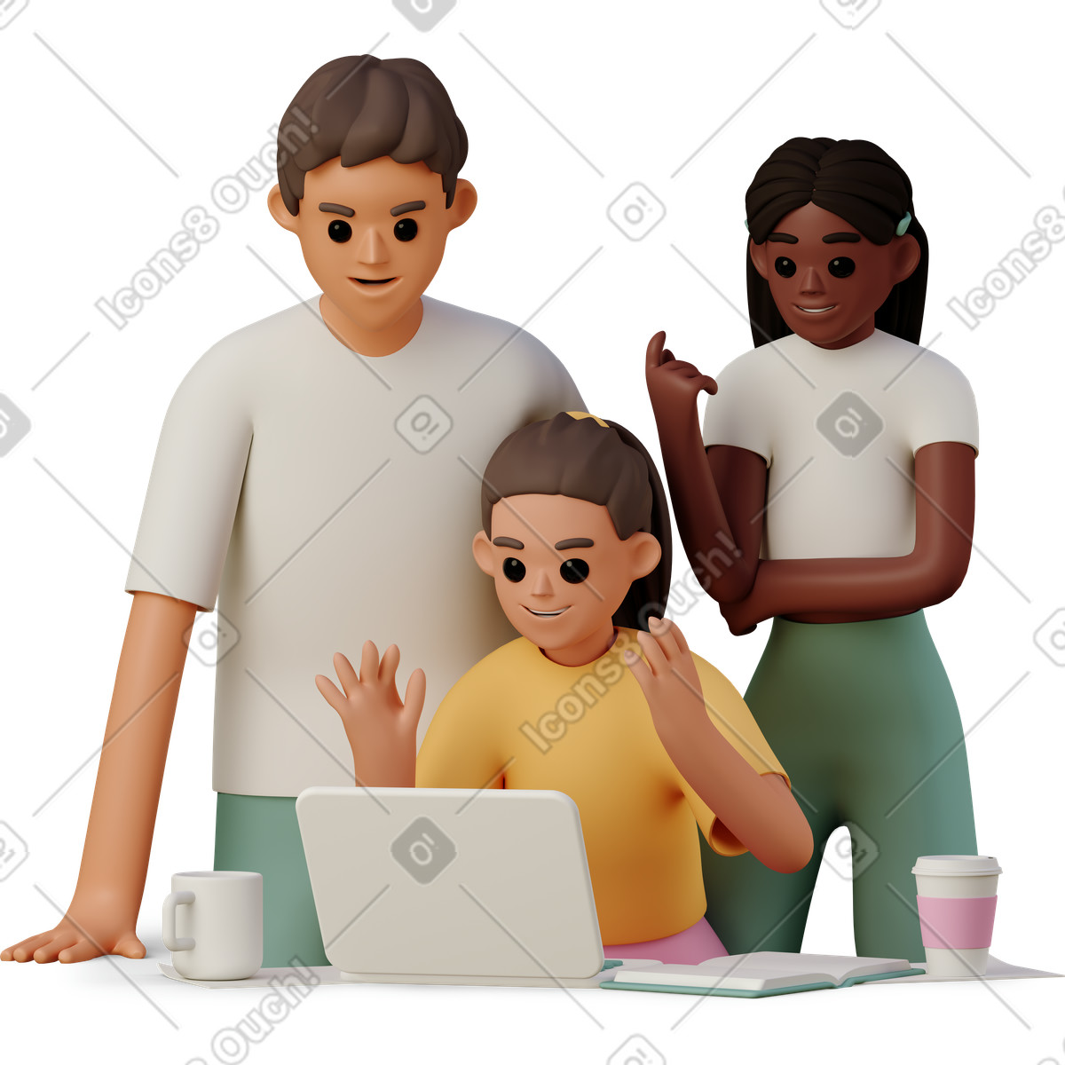 3D Casual life 스타일의 Online video conference 일러스트레이션 PNG, SVG 다운로드