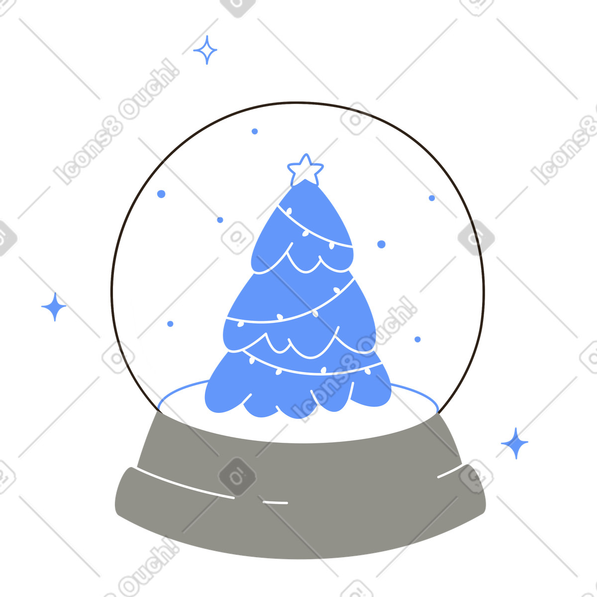 Árbol de navidad dentro de una bola de nieve, decoración navideña y celebraciones invernales. illustration in PNG, SVG