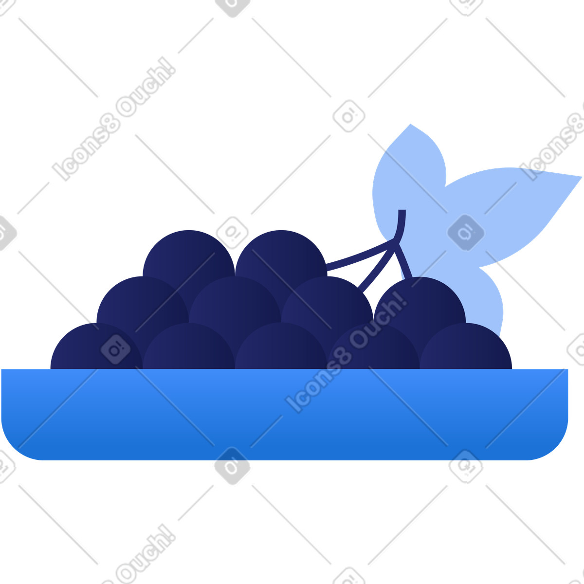 Trauben auf einem teller-Illustration im Clip-Stil als Download in PNG, SVG