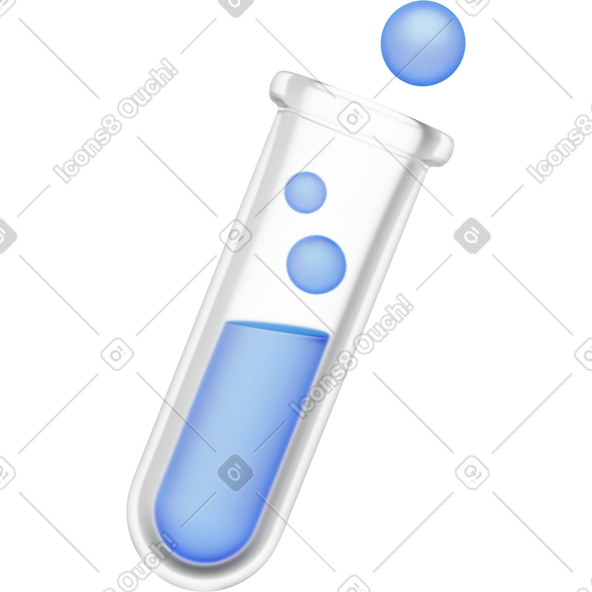 Test tube liquid reaction analysis, Lab sample processing analysis illustration in 3D Playful style download in PNG, SVG