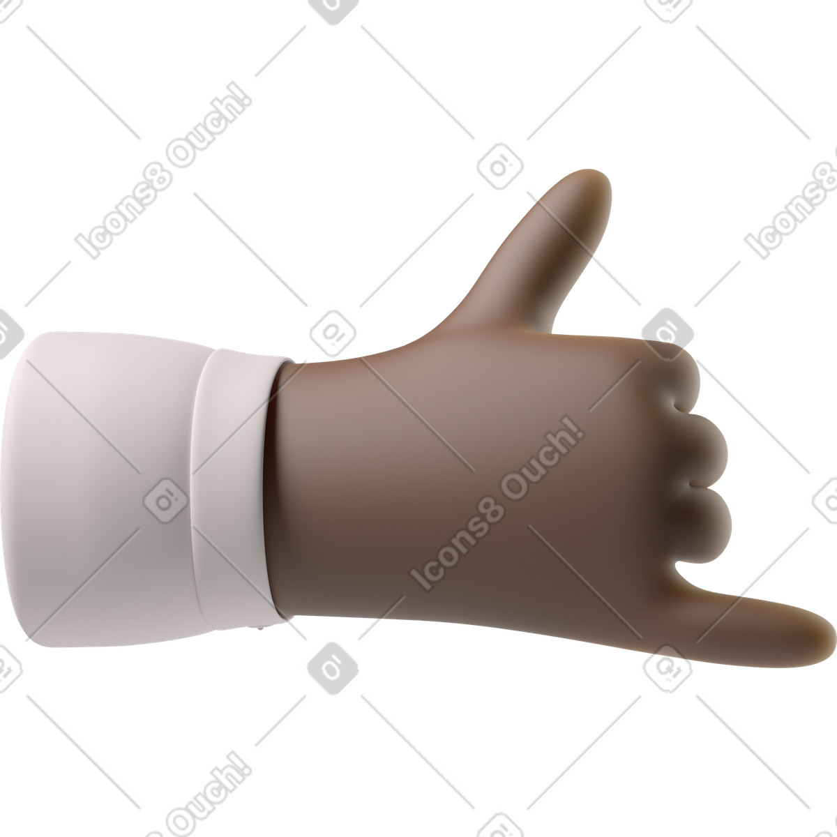 Schwarze hauthand, die mich anruft-Illustration im 3D Hands Fun&Wild-Stil als Download in PNG, SVG
