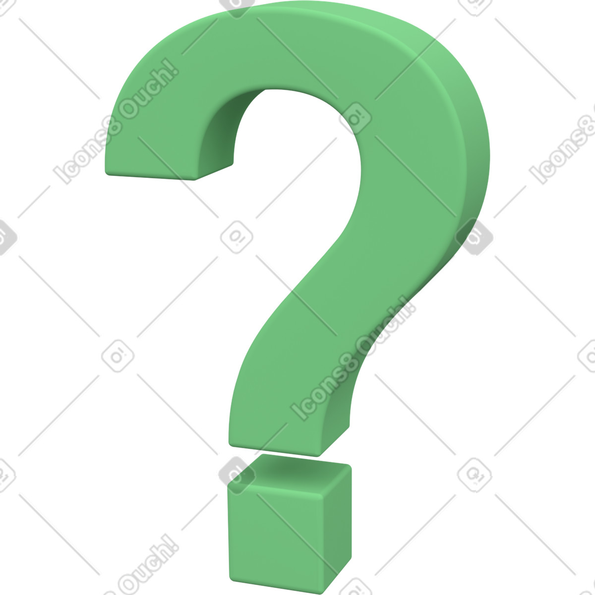 Green question mark, information request indicator, customer inquiry icon illustration in 3D Grid style download in PNG, SVG