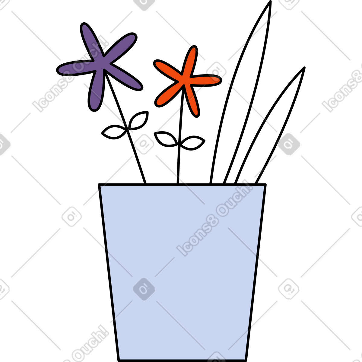 Flowers with leaves in a pot illustrazione stile Bloom scarica PNG, SVG