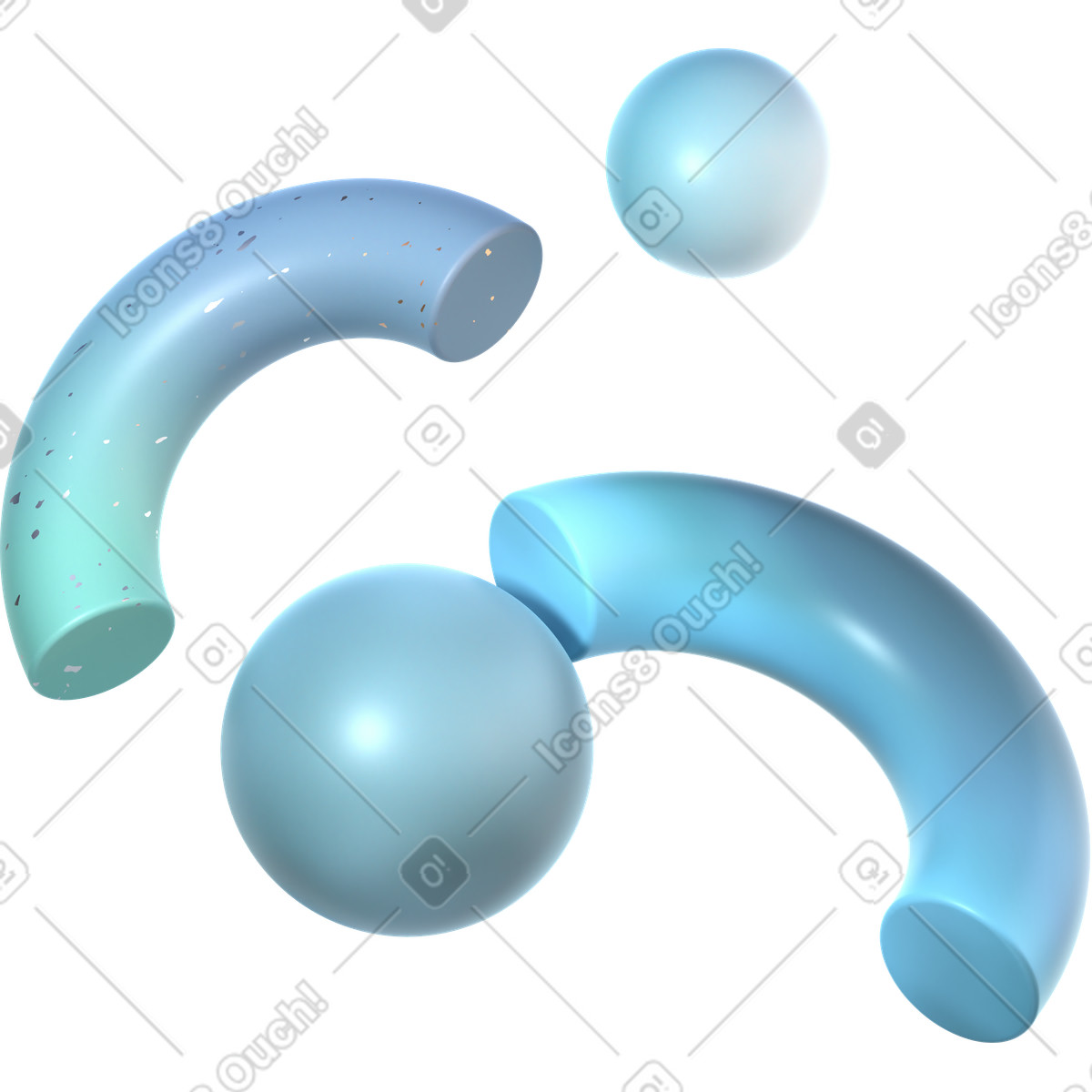 Ilustración Partes monocromáticas de toro y esferas en estilo 3D Glassy a descargar en PNG SVG