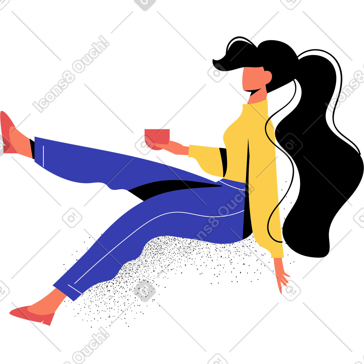 下载 Pale 风格的 女人坐 插画，支持 PNG、SVG 格式