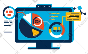 Computer monitor with infographics and analytics PNG, SVG