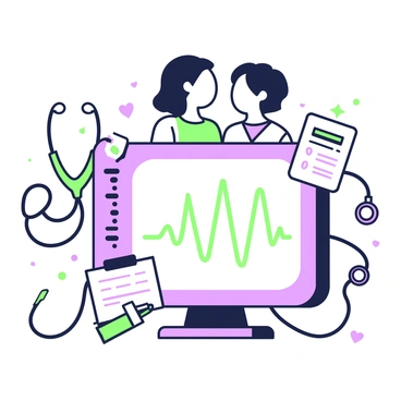 A heart-shaped monitor displaying intertwined heart rates of a couple