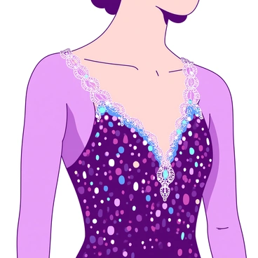 A close-up of a figure skater's colorful costume adorned with sequins and lace.