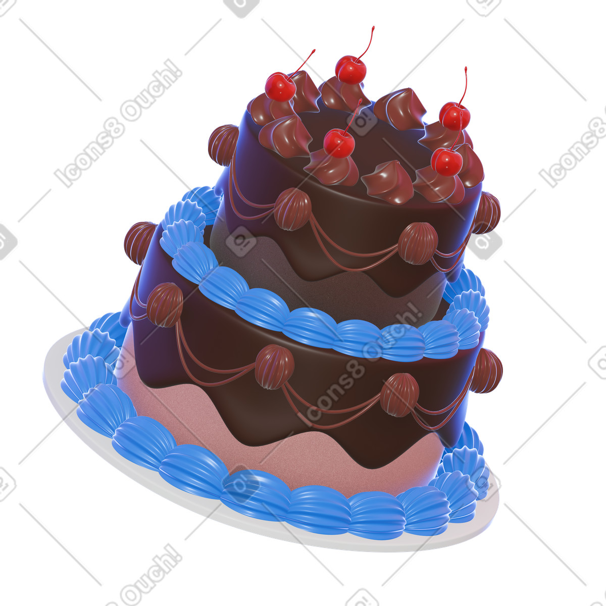 Illustration Grand gâteau d'anniversaire dans le style 3D Holidays à télécharger aux formats PNG, SVG