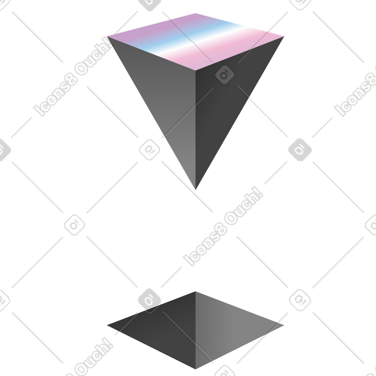 Abstract inverted pyramid over hole illustration in Illusion style download in PNG, SVG