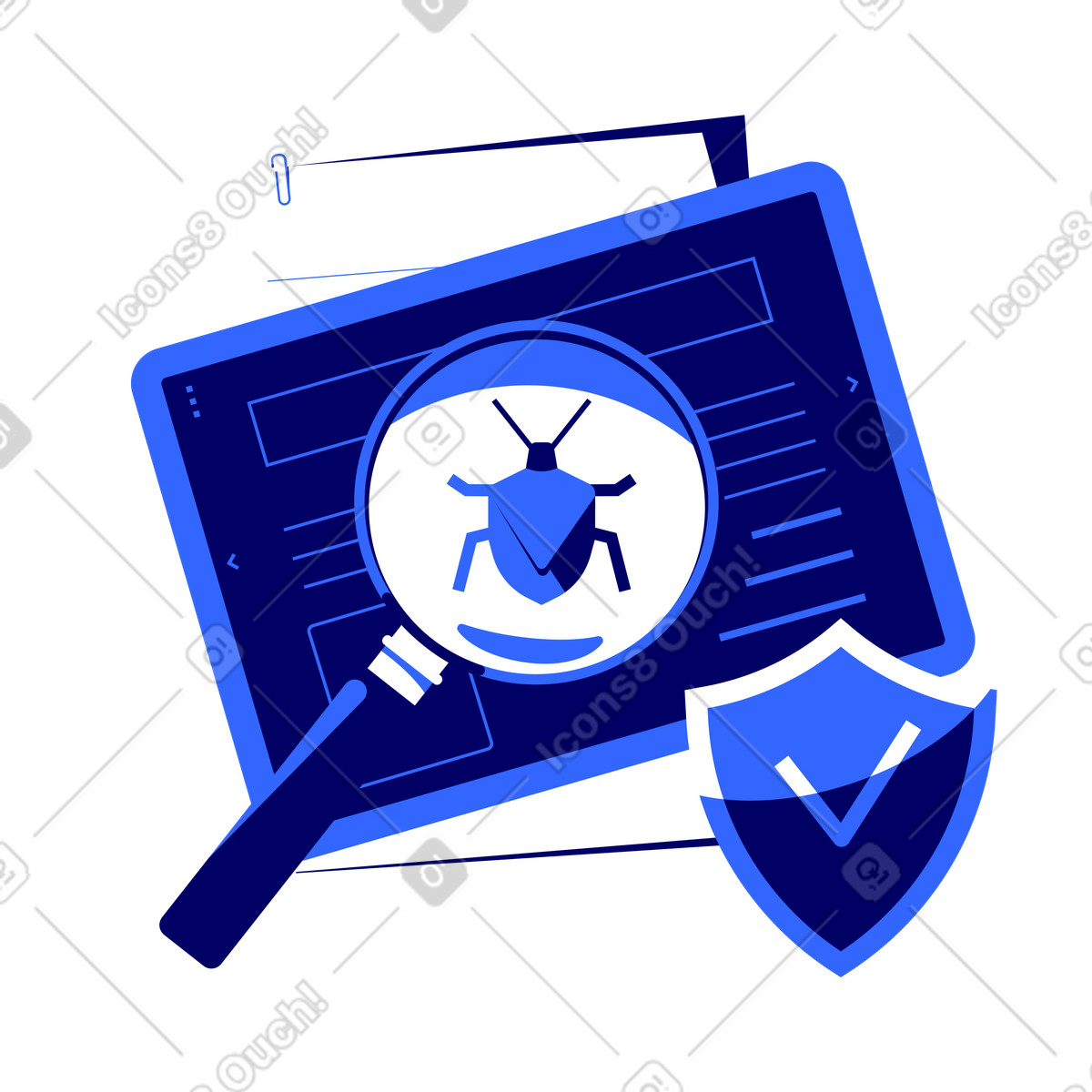 Test del software e correzione dei bug illustrazione in stile Lounge scarica in PNG, SVG