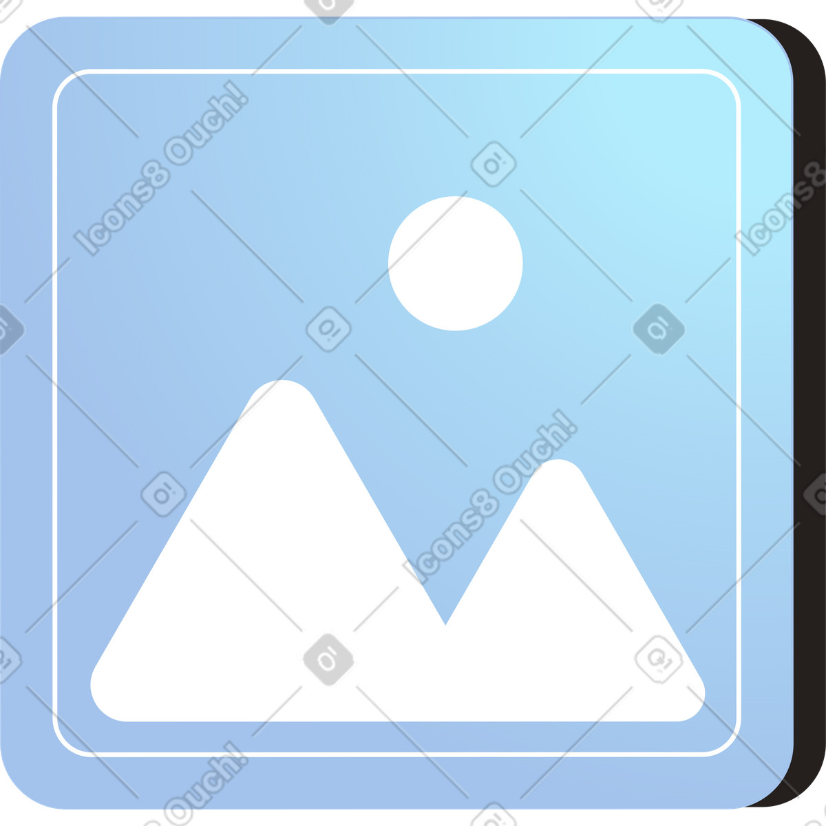 Blue image icon illustration in Like style download in PNG, SVG