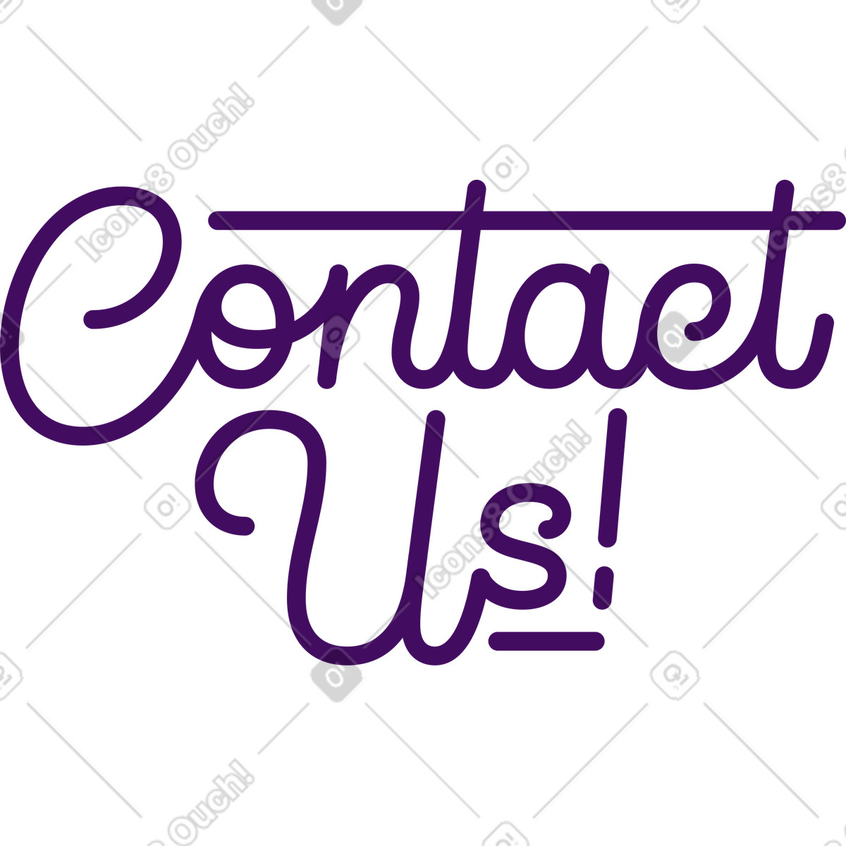 Lettering contact us! text illustration in Simplistic style download in PNG, SVG