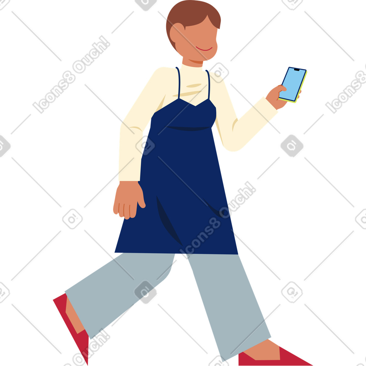 Ilustração de Mulher caminhando em no estilo Catchy para baixar em PNG, SVG