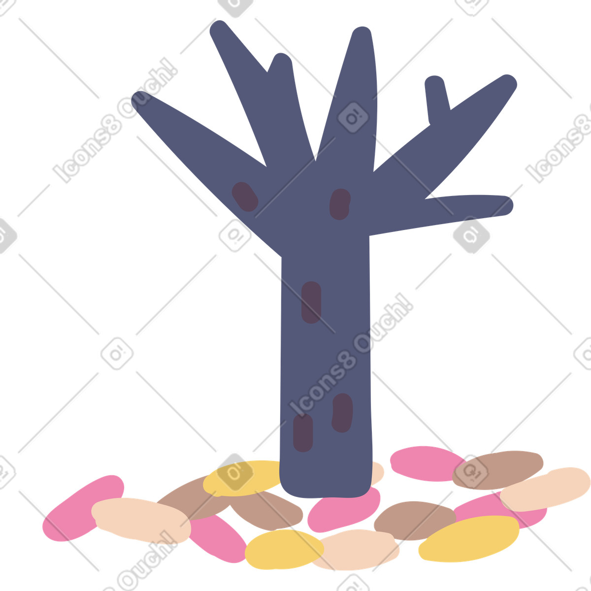 Illustration Autumn tree dans le style Pluto à télécharger aux formats PNG, SVG