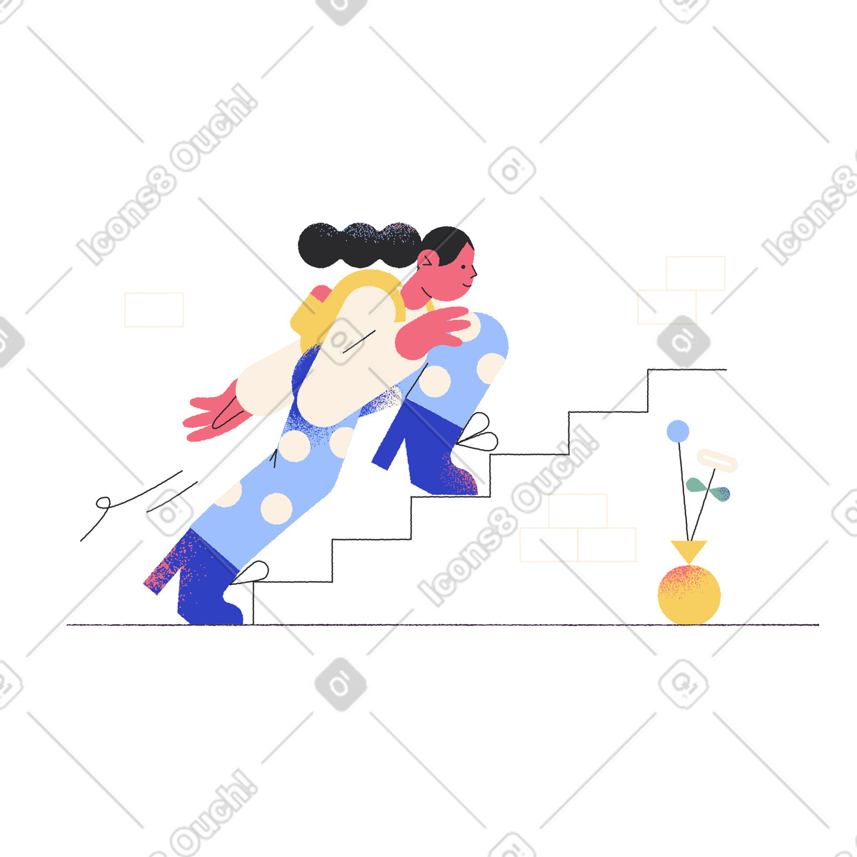 Pablo スタイルの Walking up the steps, Career development or reaching goals のイラストをPNG、SVG形式でダウンロード
