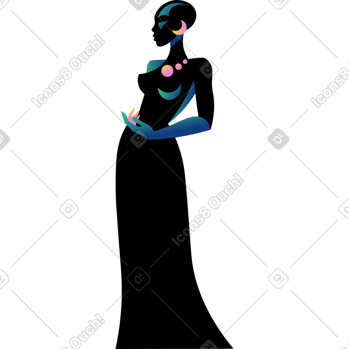 Amani スタイルの 黒人女性 のイラストをPNG、SVG形式でダウンロード