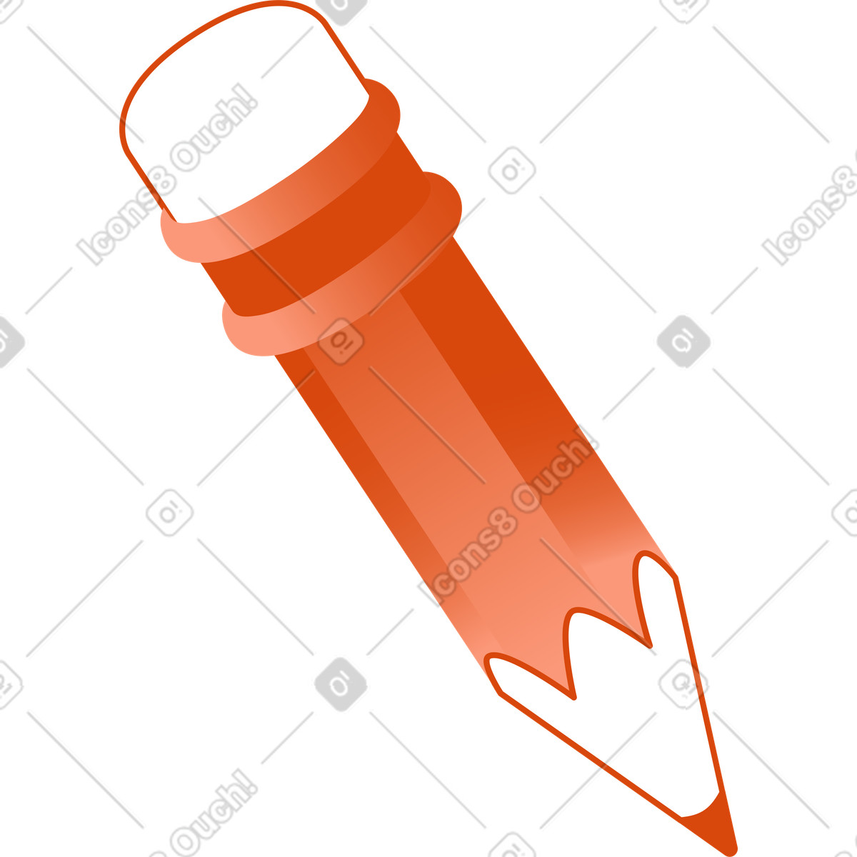 Ilustración Lápiz naranja con borrador blanco en estilo Orange a descargar en PNG y SVG
