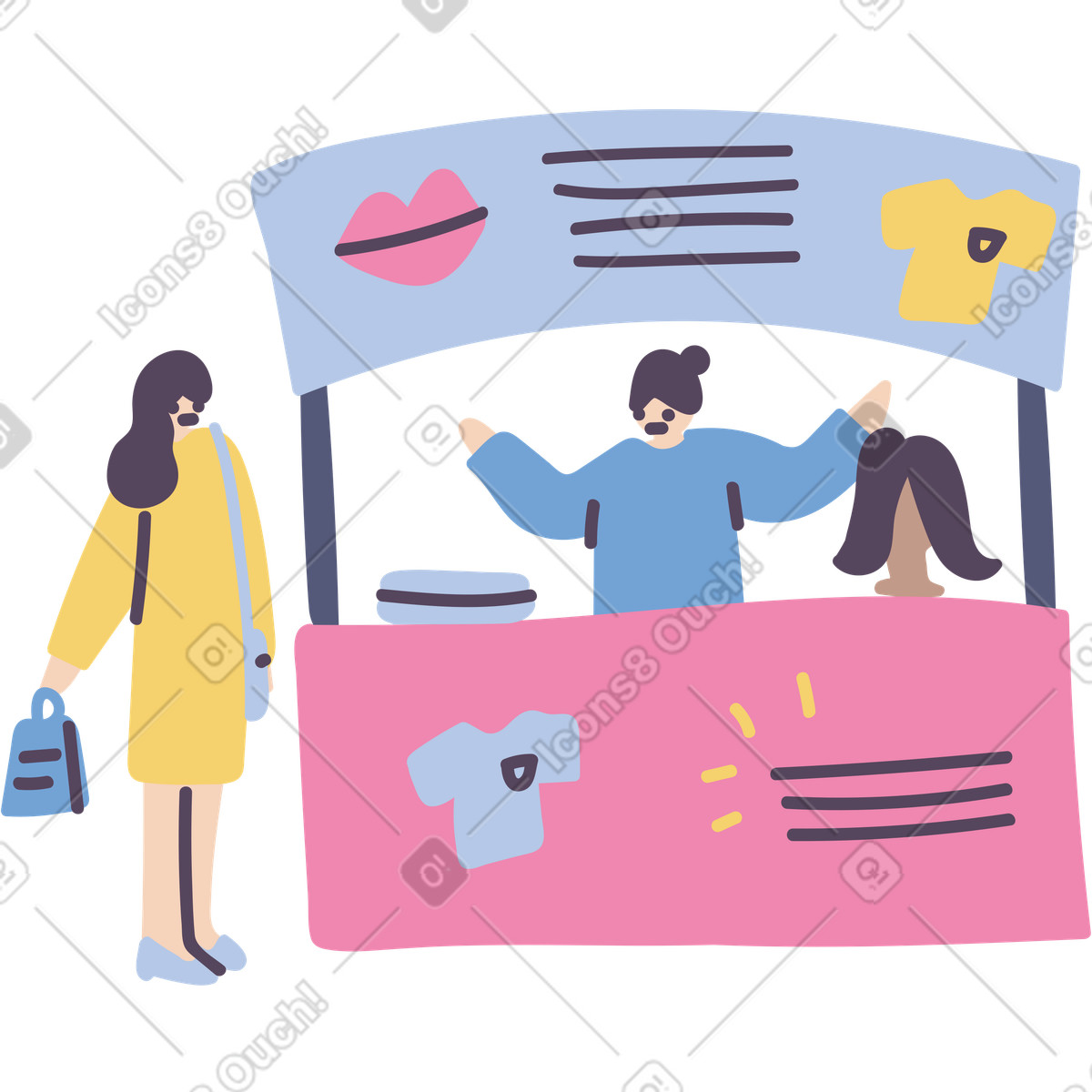 Shopping, welcome illustration in Pluto style download in PNG, SVG