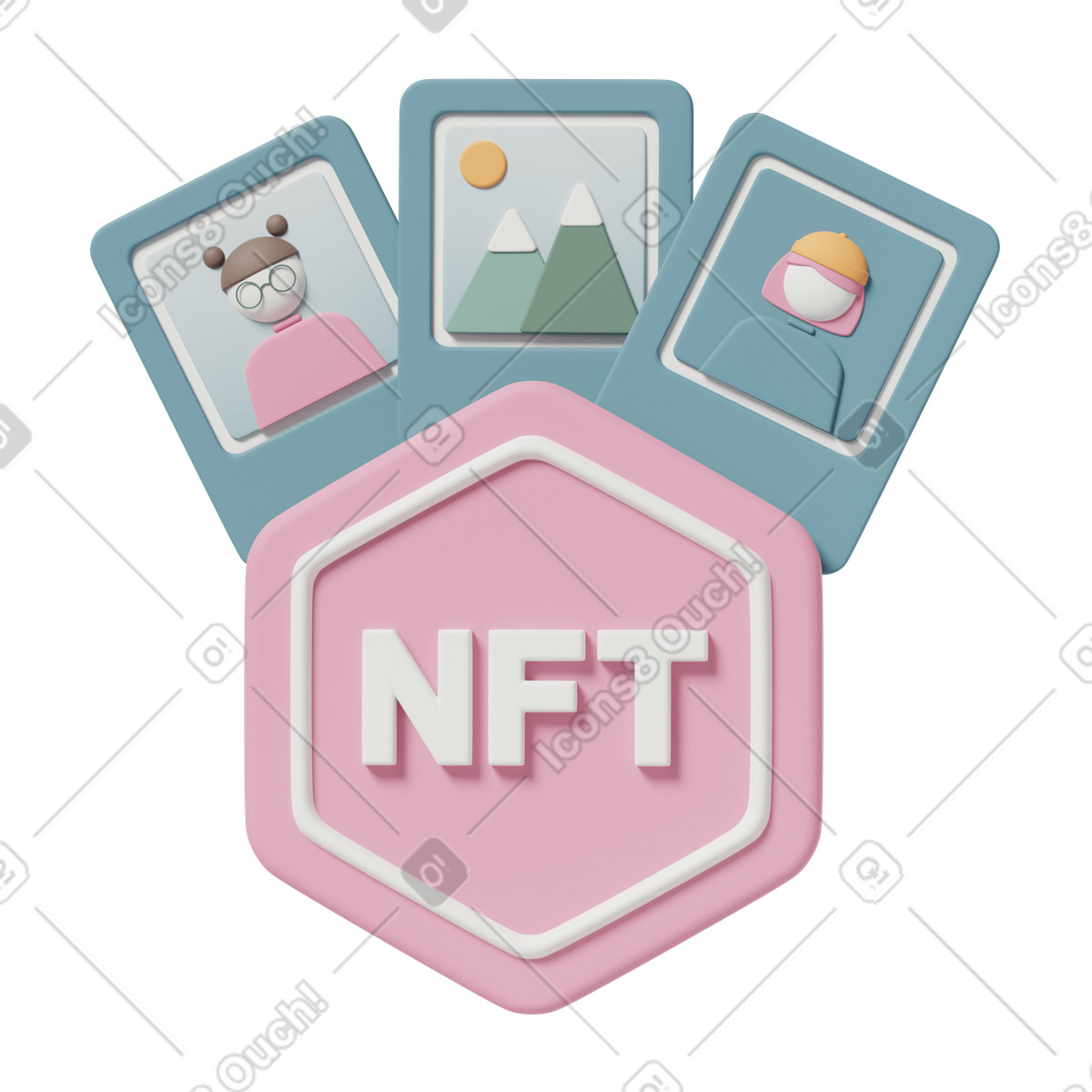 Lancio artistico nft illustrazione in stile 3D Casual life scarica in PNG, SVG