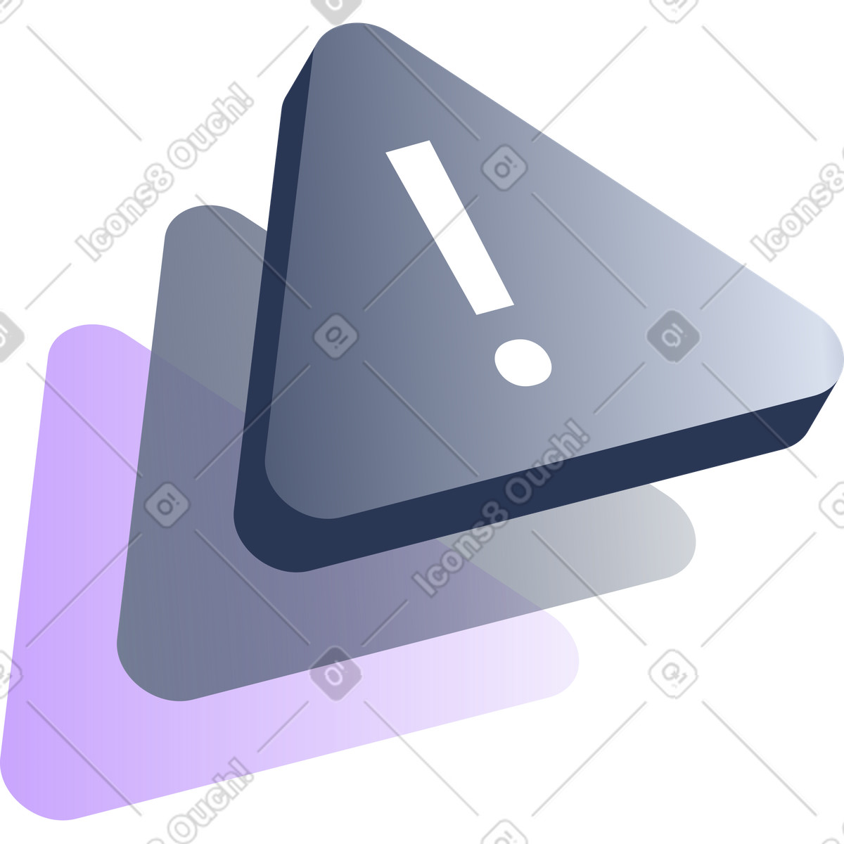 Triangles with exclamation mark illustration in PNG, SVG