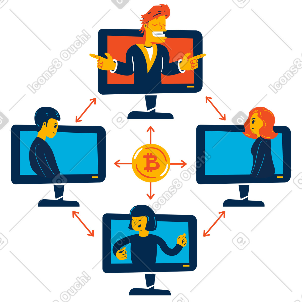 下载 Flame 风格的 比特币p2p 插画，支持 PNG、SVG 格式