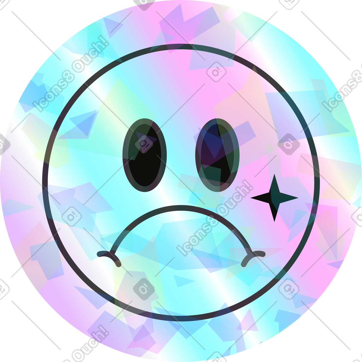 Ilustração de Rosto sorridente em no estilo Holostickers para baixar em PNG, SVG