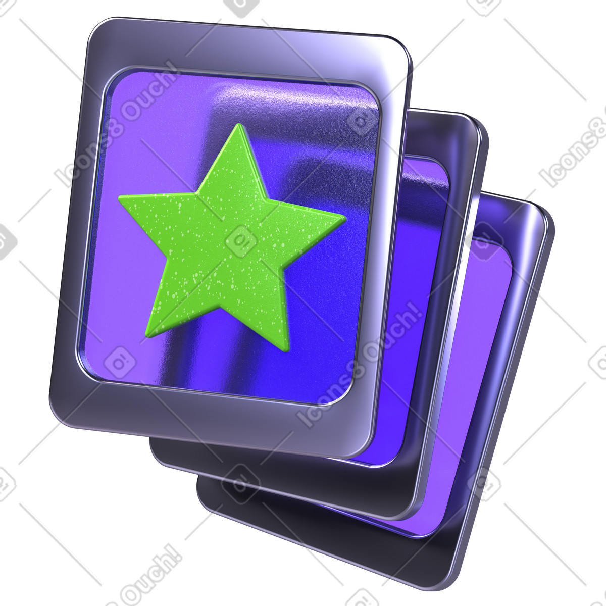 Layered translucent cards with star symbol, user review and feedback illustration in PNG, SVG
