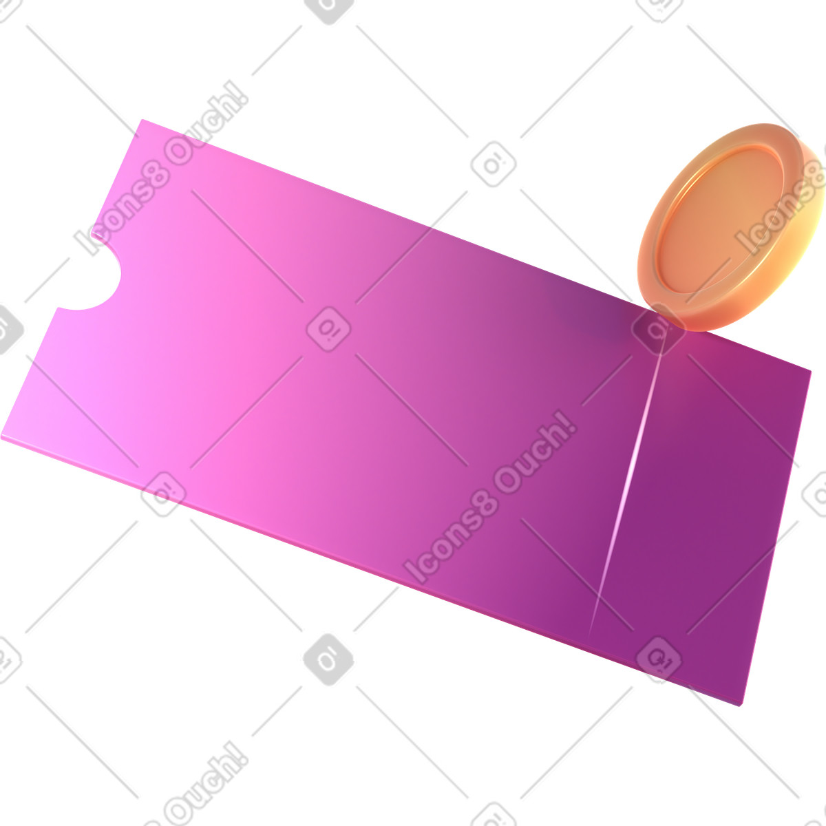 Ilustração de Cupom e moeda ouro em no estilo 3D Glassy para baixar em PNG, SVG