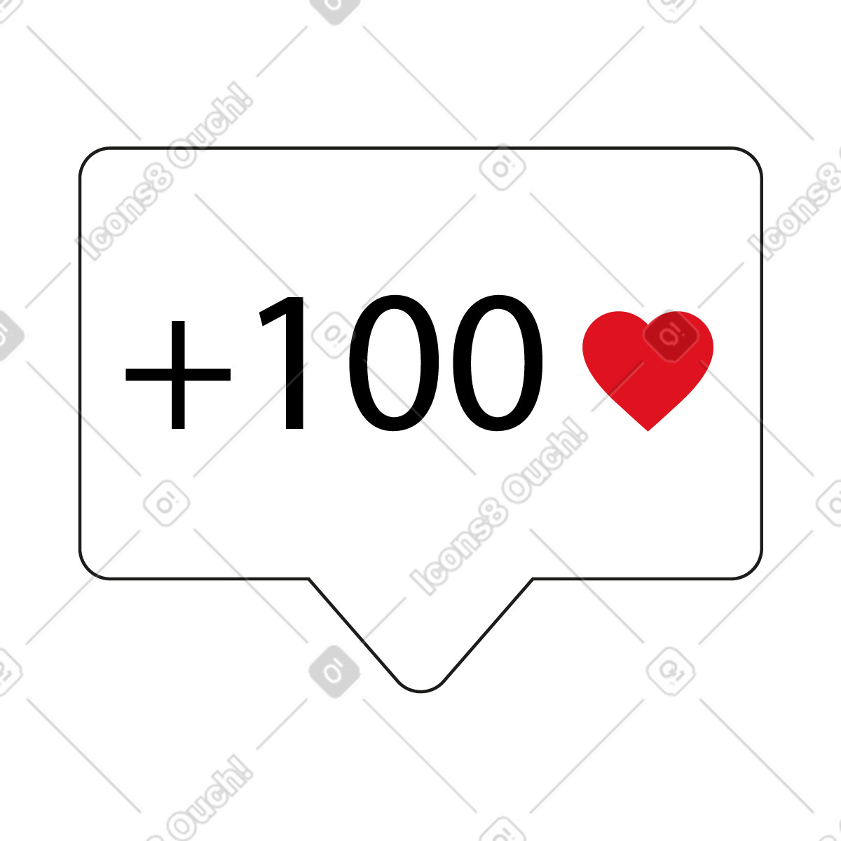Illustration Bulle avec une centaine de likes dans le style Jumble à télécharger aux formats PNG, SVG