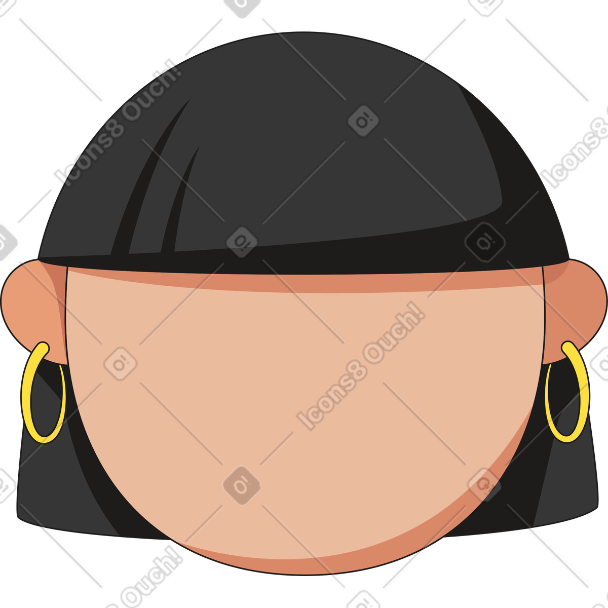 Ilustração de Rosto com corte cabelo bob em no estilo Moji para baixar em PNG, SVG