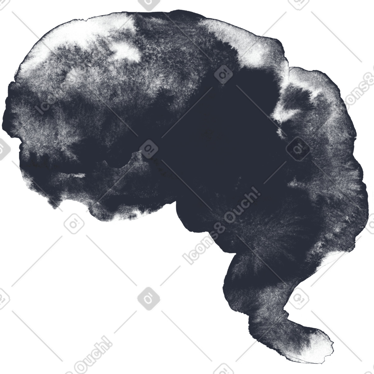 Brain illustration in Inky style download in PNG, SVG