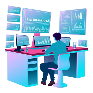 Ayanokoji, a young man with dark hair, is seated at a sleek, ultra-modern workstation in a high-tech laboratory. The workstation features an advanced holographic interface displaying vibrant data and graphs. He is intently focused on the multiple floating screens that surround him, showcasing various complex algorithms and blueprints. The laboratory is filled with glowing LED panels and intricate machinery, highlighting the futuristic atmosphere. Various scientific instruments and gadgets are neatly organized around the workspace, enhancing the advanced technological setting.