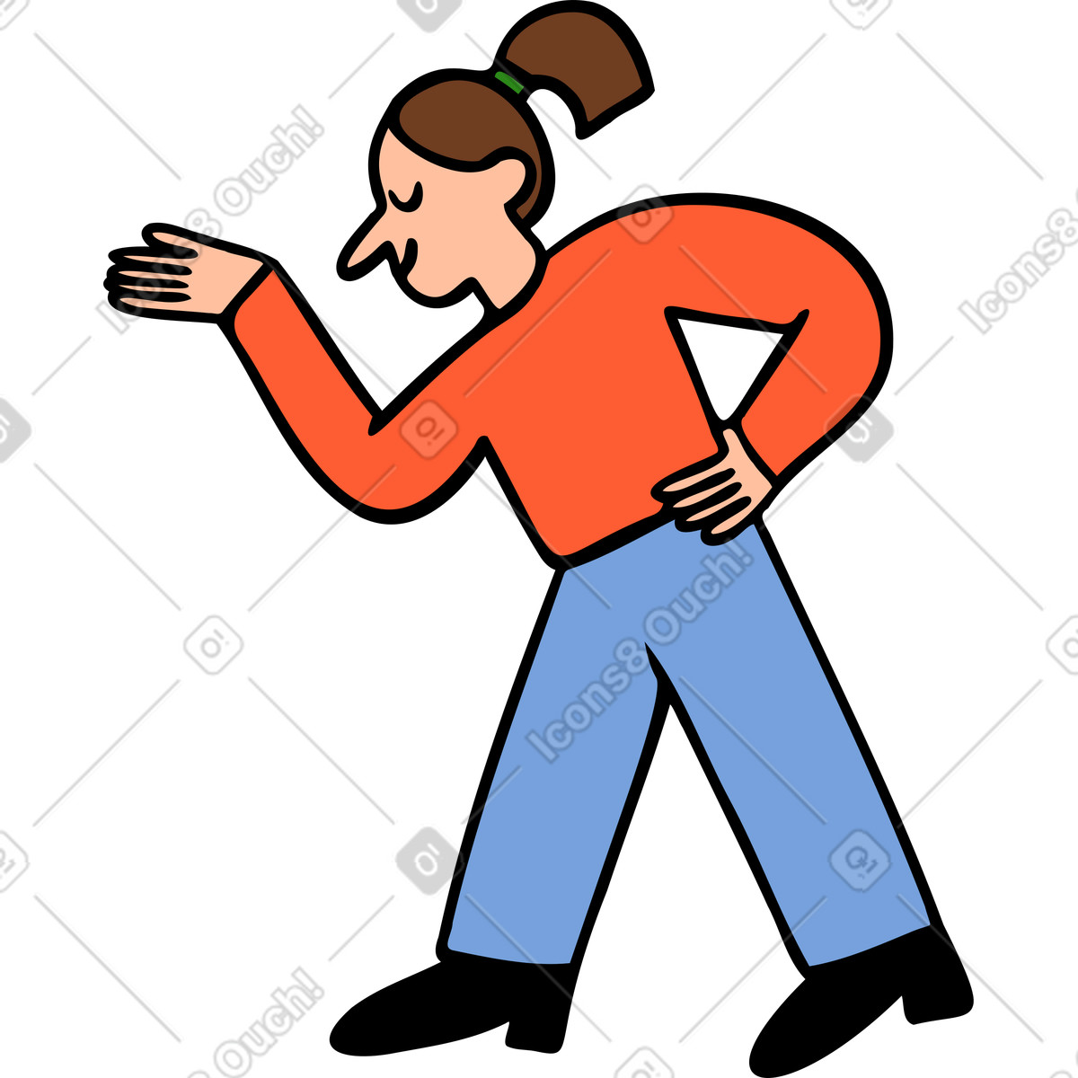 Ilustración Persona de pie con una mano levantada en estilo Comic a descargar en PNG y SVG