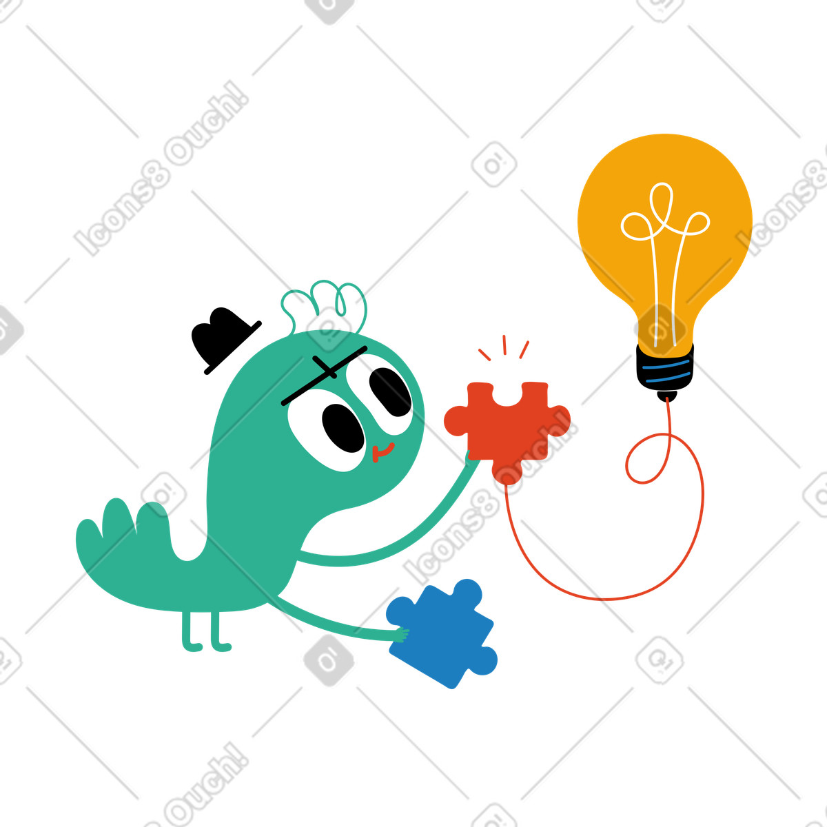 Il personaggio ha una nuova idea illustrazione in stile Jelly scarica in PNG, SVG