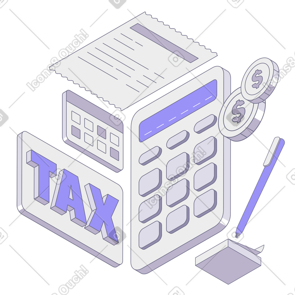 Анимированная иллюстрация Tax sign board and office tools, Financial planning deadlines в стиле Modul — скачать в форматах GIF, Lottie (JSON), AE