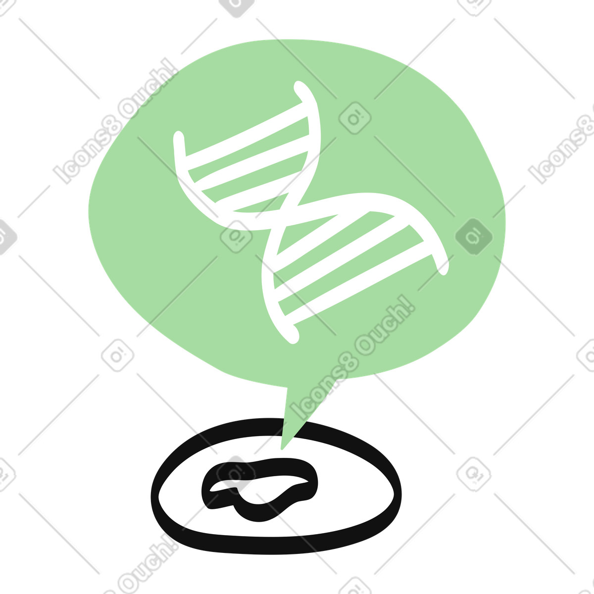 下载 Organic 风格的 DNA double helix above petri dish indicating genetic sample analysis 插画，支持 PNG、SVG 格式