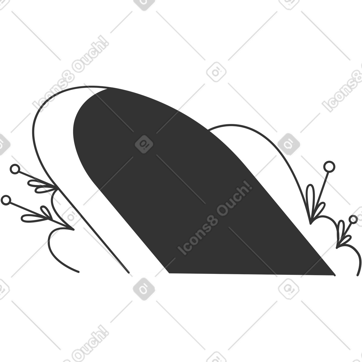 Tunnel con cespugli illustrazione in stile Crayon scarica in PNG, SVG