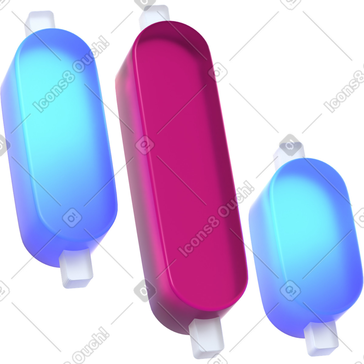 Stock price glass graph illustration in 3D Glassy style download in PNG, SVG