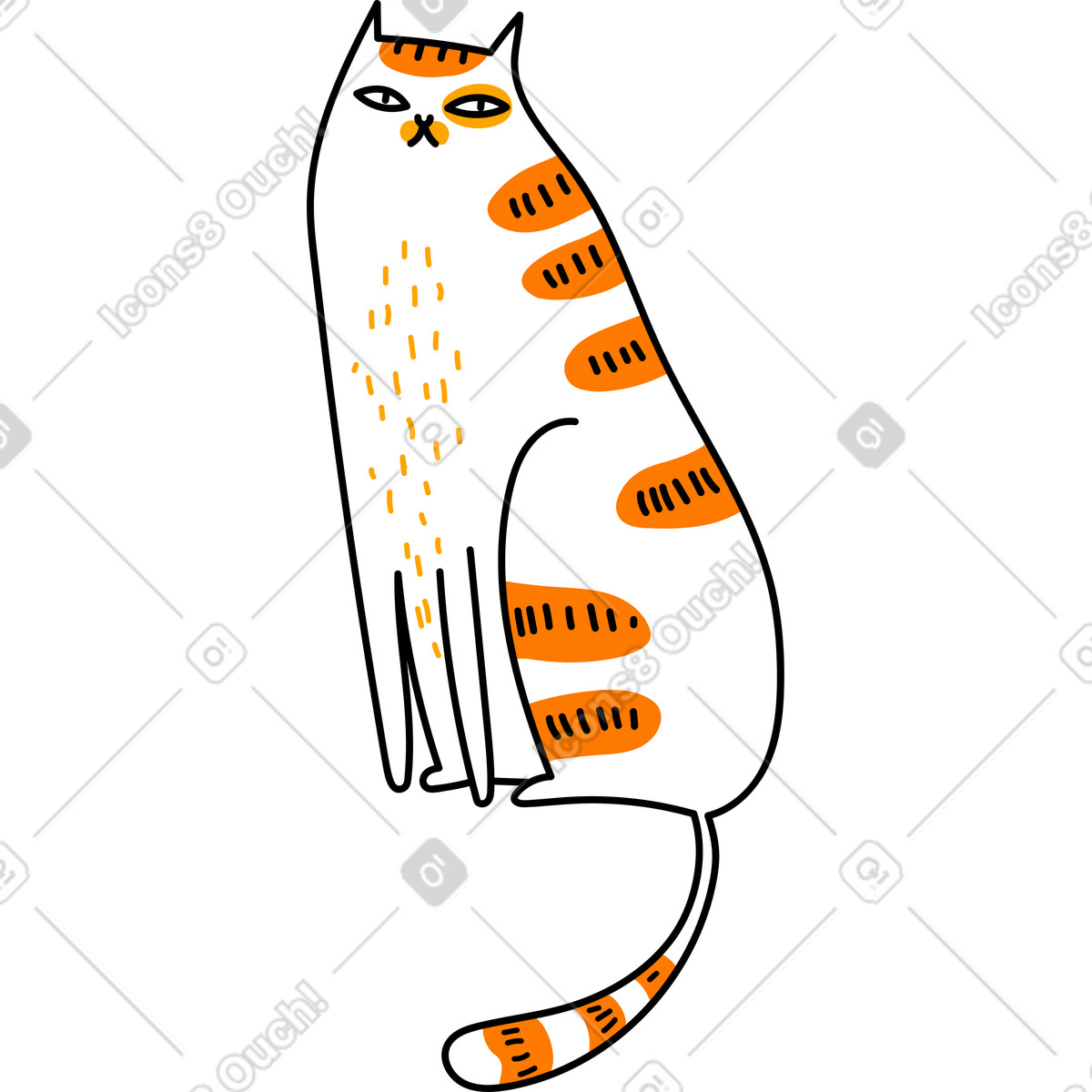 Sitting cat illustration in Purr style download in PNG, SVG