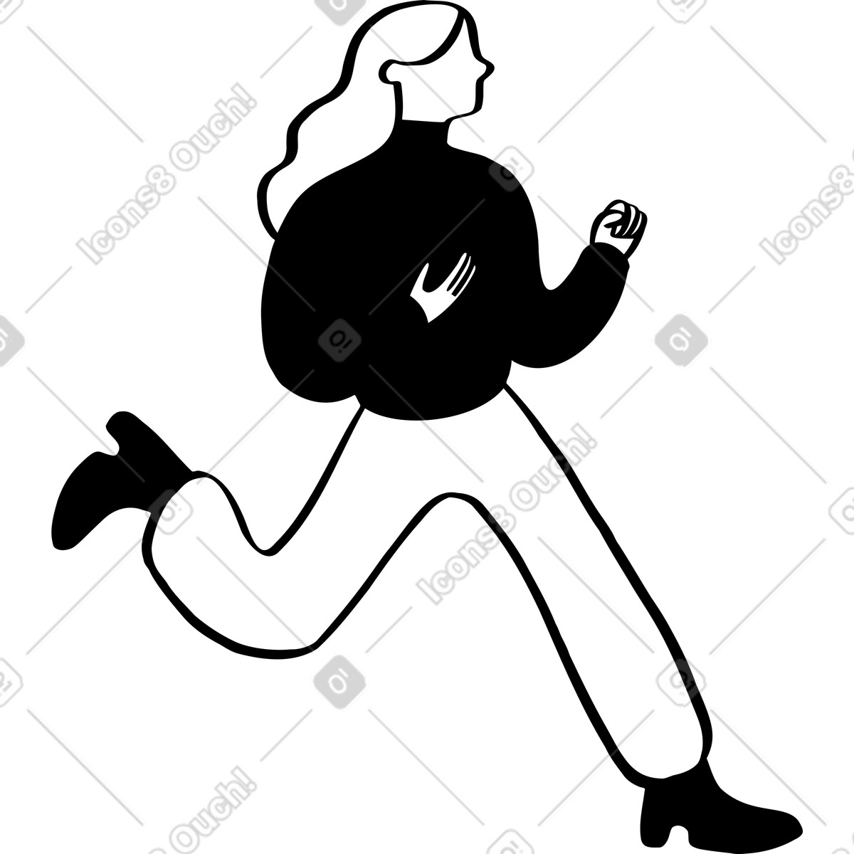 Donna che corre illustrazione in stile Journal scarica in PNG, SVG
