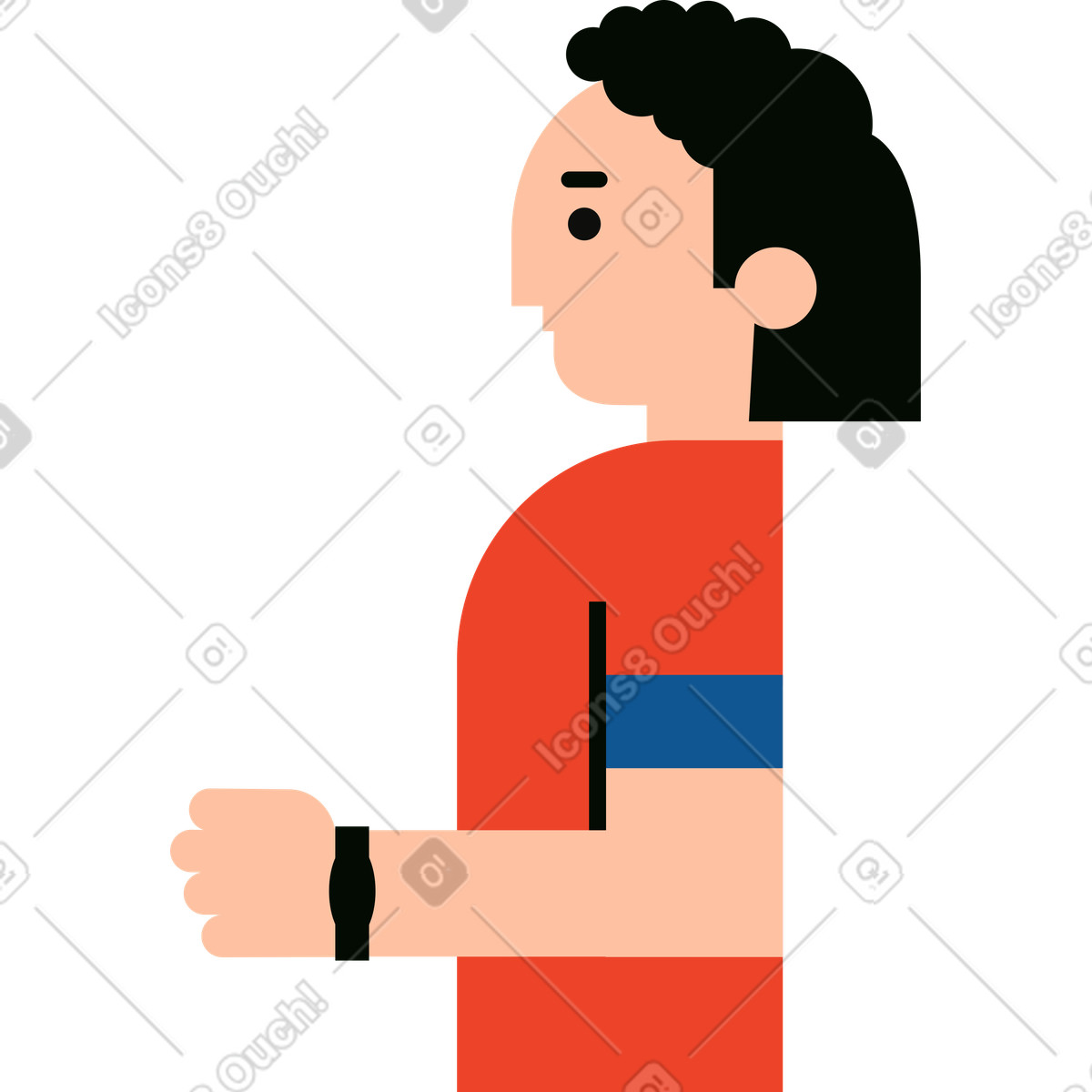 Curly man in side view holding something illustration Polar style download PNG, SVG