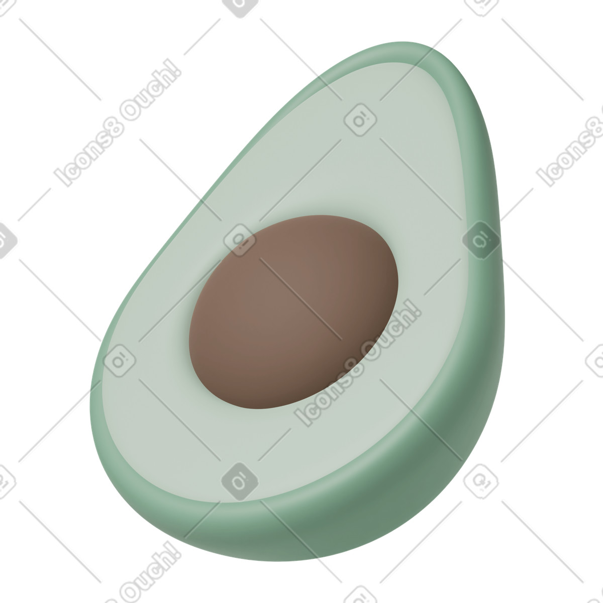 Ilustración Half of avocado en estilo 3D Casual life a descargar en PNG y SVG