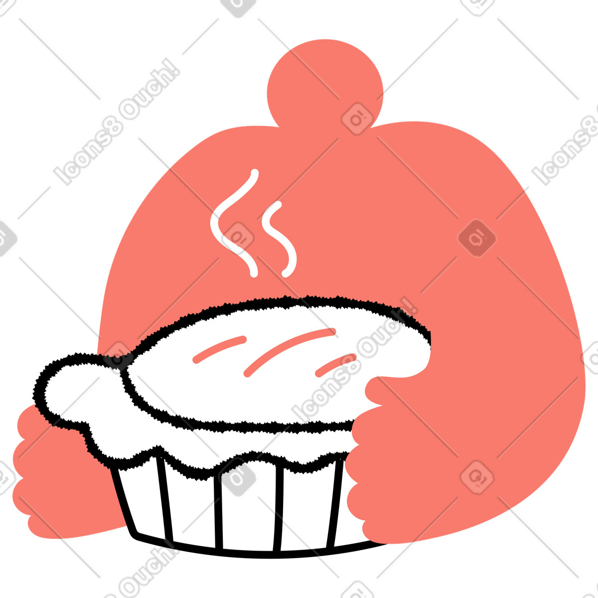Pie freshly baked with steam rising and character holding carefully-Illustration im Bold People-Stil als Download in PNG, SVG