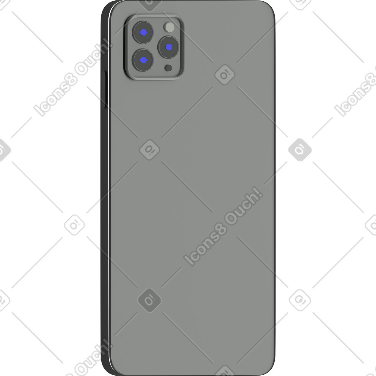 Backside of a grey phone illustration in 3D Business style download in PNG, SVG