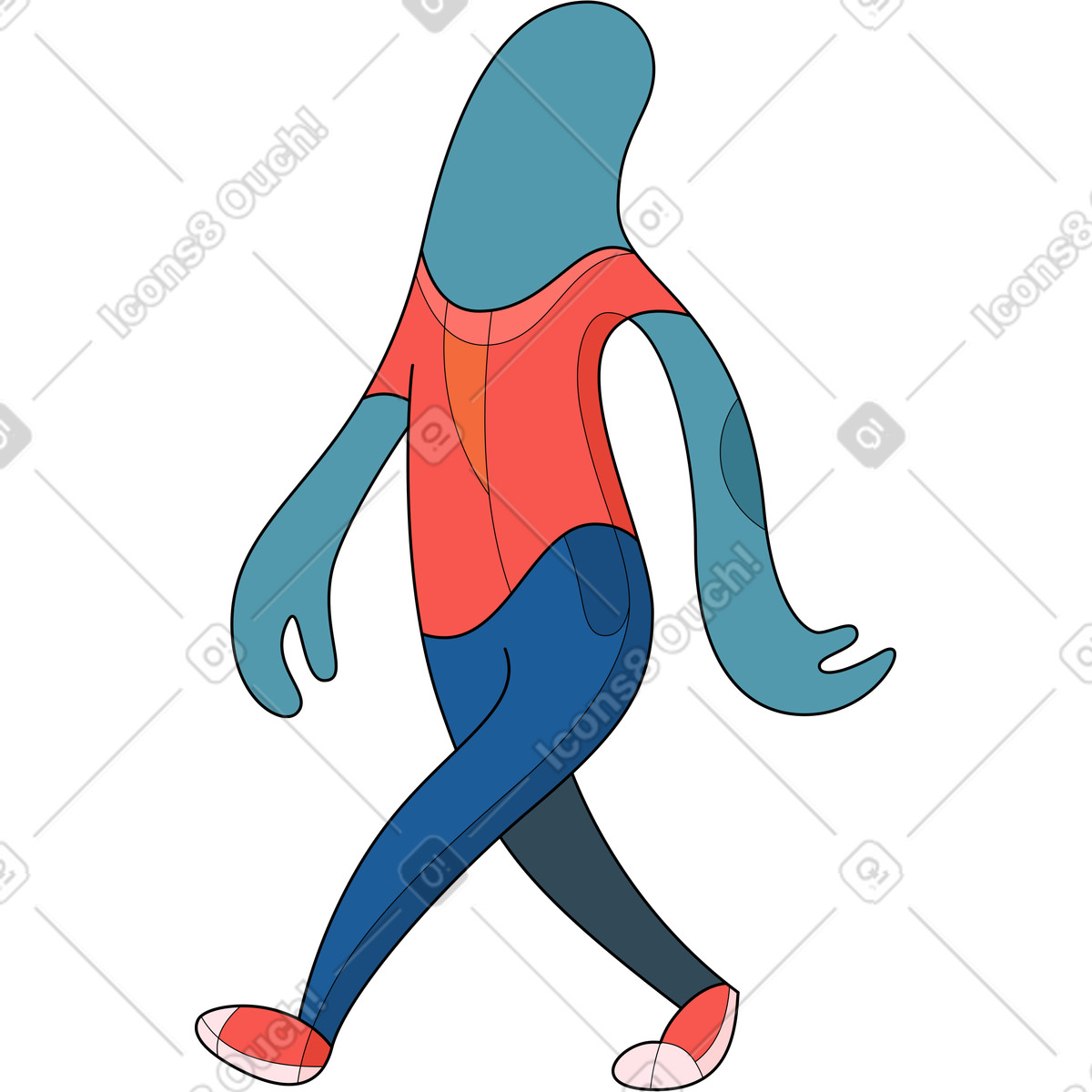 Иллюстрация Человек худой ходьба в PNG и SVG