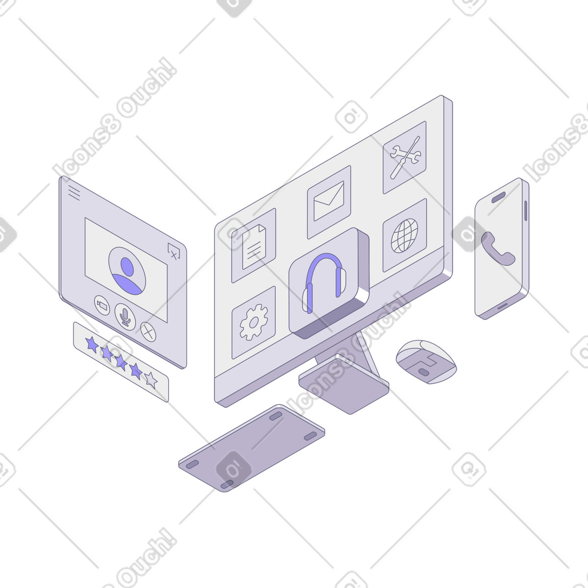 Modul 스타일의 온라인 고객 서비스 및 지원 직장 일러스트레이션 PNG, SVG 다운로드