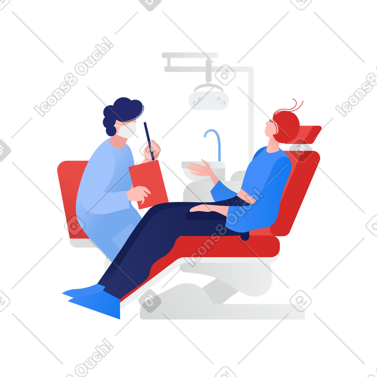Illustration La consultation du dentiste dans le style Clip à télécharger aux formats PNG, SVG