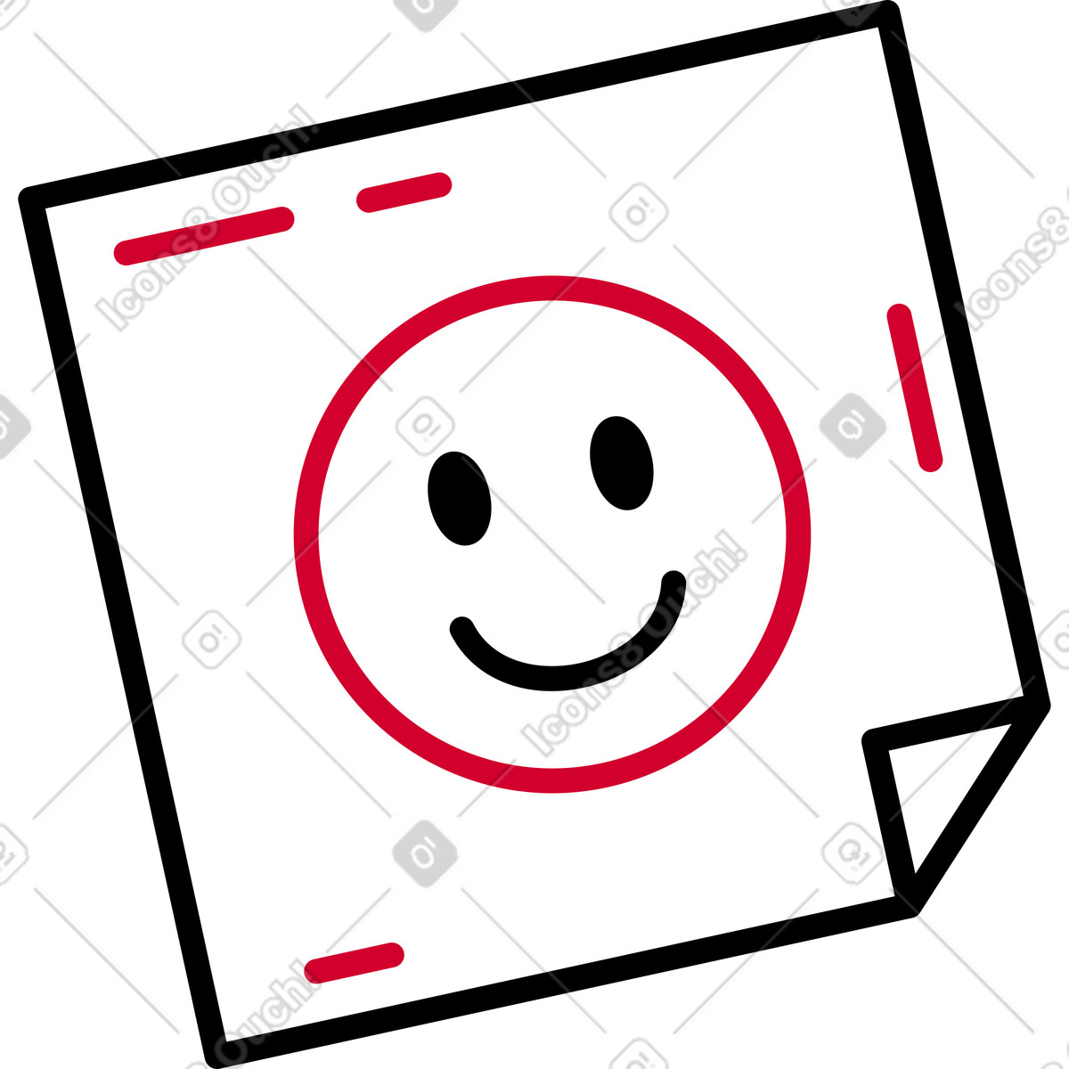 Sticky note with a smiley face illustration in Ruby style download in PNG, SVG